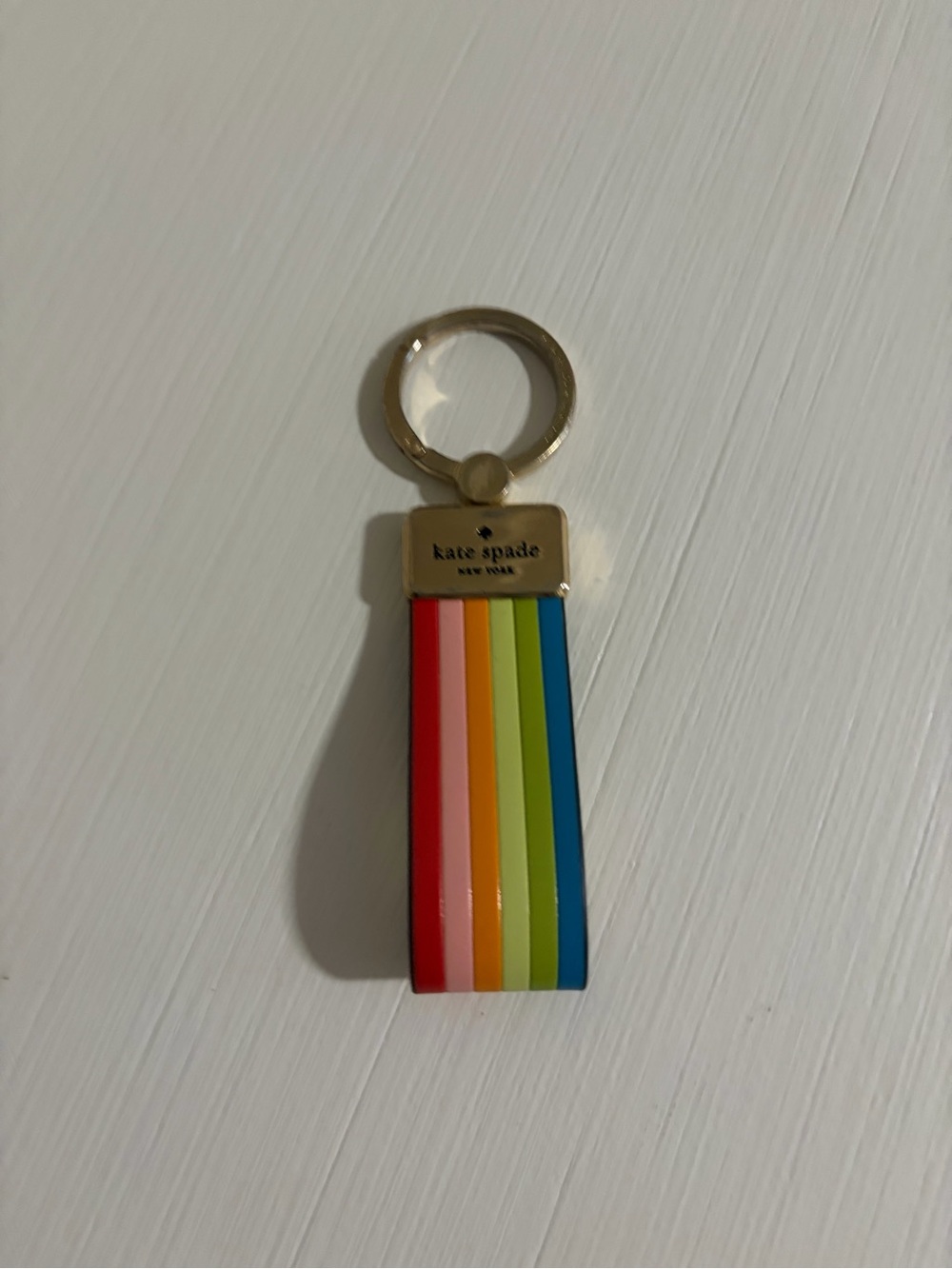 🌈🌈kate spade Rainbow Stripe Gold Loop Key Chain Bag Charm🌈🌈